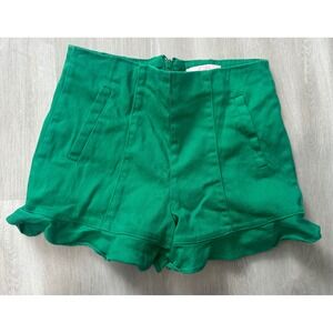 GB Girls Emerald Green Ruffled Hem High Waisted Shorts Kids‎ Size S
